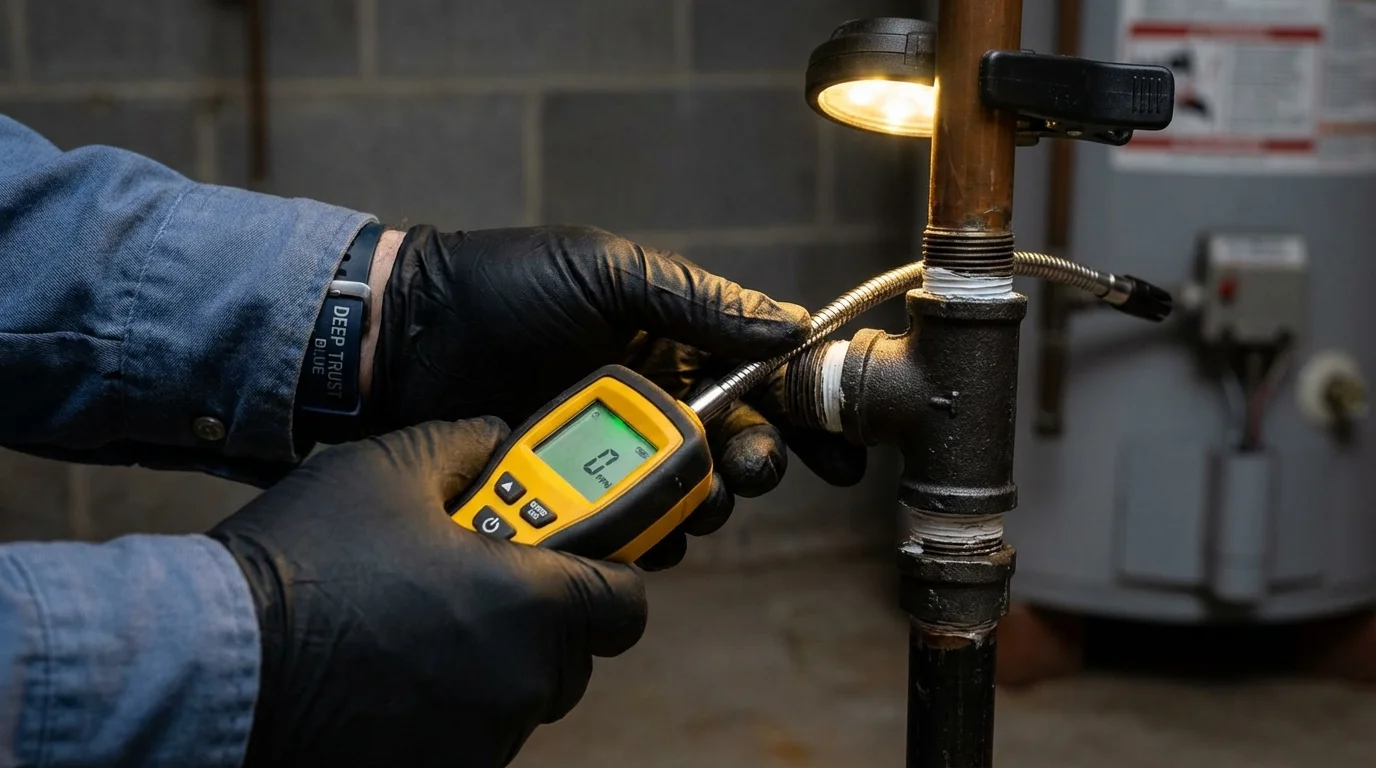 Gas leak detection with electronic sniffer by Johns Plumbing LLC in Hormigueros